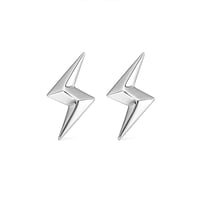 Image 1 of Mens Chunky Lightning Bolt 3D Earrings (925 Silver)