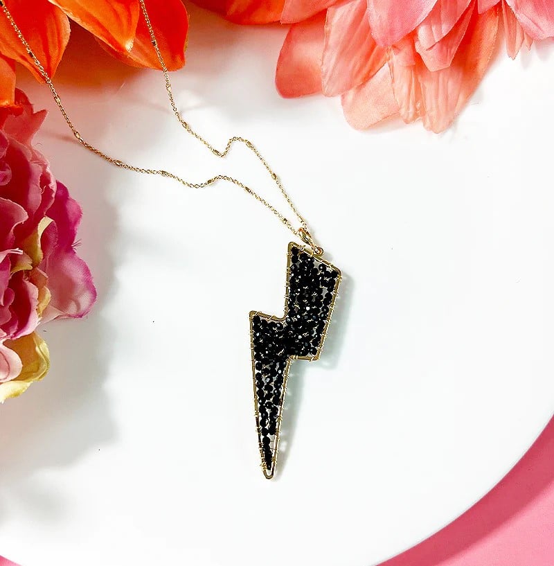 Lightning Bolt Beaded Pendant and Golden Necklace (7 Options)
