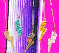 Image 1 of Lightning Bolt Beaded Pendant and Golden Necklace (7 Options)