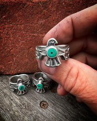 Image 3 of WL&A Handmade Old Style Heavy Ingot Royston Thunderbird Rings 