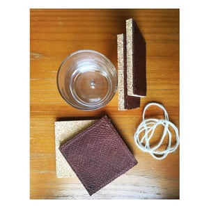 Image of cork backed solid leather coasters