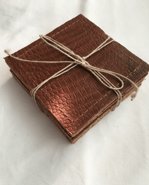 Image of cork backed solid leather coasters
