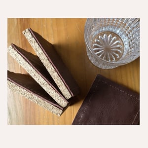 Image of cork backed solid leather coasters