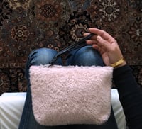 Image 1 of *shearling pouches with leather wristlet*