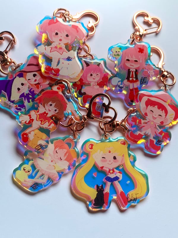 Image of Cute anime magical girl Rainbow Acrylic charms