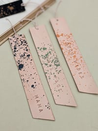 Image 2 of Personalised Splash Tan Leather Bookmark-Made To Order