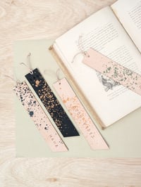 Image 1 of Personalised Splash Tan Leather Bookmark-Made To Order