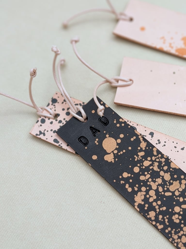Personalised Splash Tan Leather Bookmark Image 4