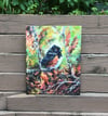 Spotted Autumn – spotted towhee bird painting