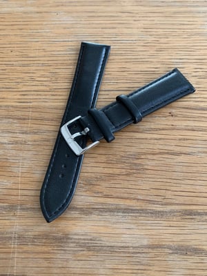 Image of omega,Top quality plain gents watch leather strap,black.18mm/20mm engraved stainless steel buckle