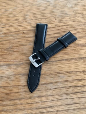 Image of omega,Top quality plain gents watch leather strap,BLACK. 18mm/20mm small horse shoe stainless steel