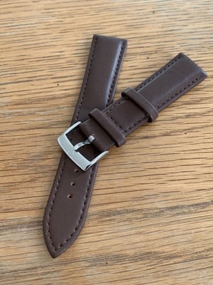 Image of omega,Top quality plain gents watch leather strap,brown 18mm/20mm.omega engraved stainless steel