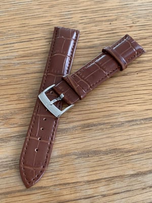 Image of omega,Top quality CROC style BROWN gents watch leather strap,18mm/20mm engraved stainless steel