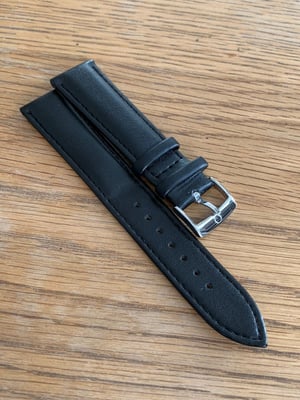 Image of omega,Top quality plain gents watch leather strap,black.18mm/20mm engraved stainless steel buckle