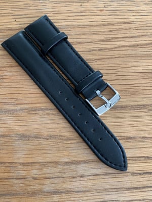 Image of omega,Top quality plain gents watch leather strap,BLACK. 18mm/20mm small horse shoe stainless steel