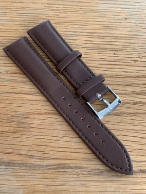 Image of omega,Top quality plain gents watch leather strap,brown 18mm/20mm.omega engraved stainless steel