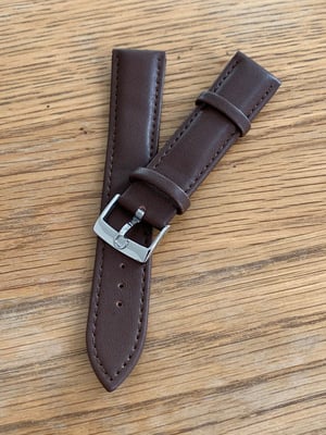 Image of omega,Top quality plain gents watch leather strap,BROWN. 18mm/20mm  small horse shoe stainless steel