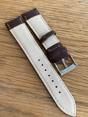 Image of omega,Top quality plain gents watch leather strap,brown 18mm/20mm.omega engraved stainless steel