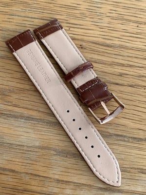 Image of omega,Top quality CROC style BROWN gents watch leather strap,18mm/20mm engraved Rose Gold