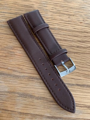 Image of omega,Top quality plain gents watch leather strap,BROWN. 18mm/20mm  small horse shoe stainless steel