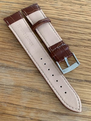 Image of omega,Top quality CROC style BROWN gents watch leather strap,18mm/20mm engraved stainless steel