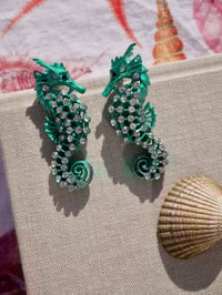 Image 2 of Turquoise Seahorse Earrings