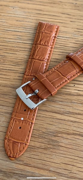 Image of omega,Top quality CROC style TAN/ORANGE Brown leather strap, 18mm/20mm  engraved  S/Steel buckle