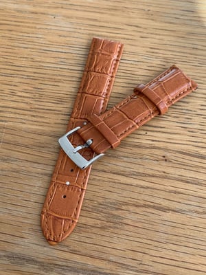Image of omega,Top quality CROC style TAN/ORANGE Brown leather strap, 18mm/20mm  engraved  S/Steel buckle