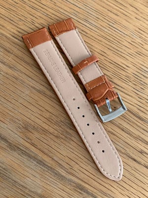 Image of omega,Top quality CROC style TAN/ORANGE Brown leather strap, 18mm/20mm  engraved  S/Steel buckle