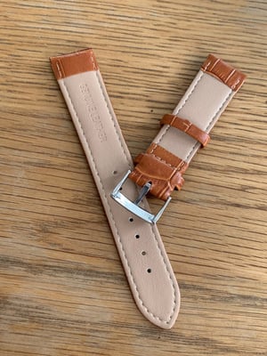Image of omega,Top quality CROC style TAN/ORANGE Brown leather strap, 18mm/20mm  engraved  S/Steel buckle