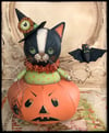 Original cat witch folk art character soft sculpture