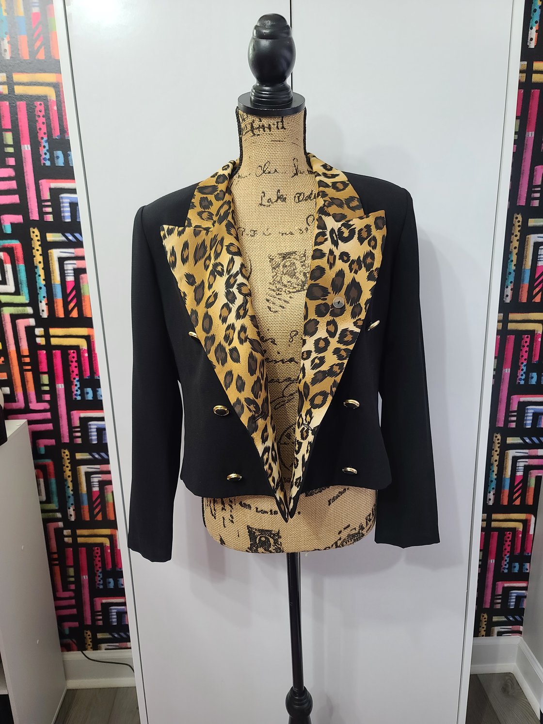 Image of Leopard Print & Black Blazer 