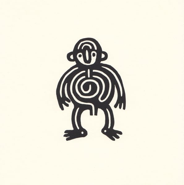 Image of Maze Man linocut
