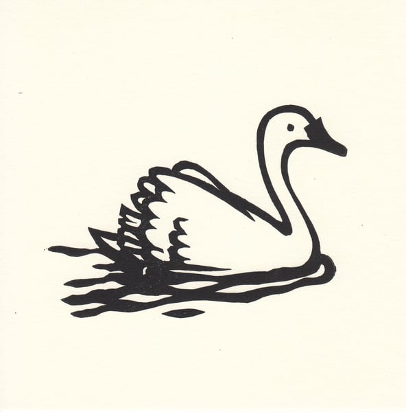 Image of Swan linocut