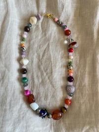 Image 1 of Candy crystal, handblown glass and semi precious stone necklace