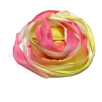 Image 1 of 10YD. SPRING BLOOMS HAND DYED SARI SILK RIBBON/HAND DYED BY COLOR KISSED SILK