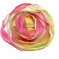 Image 3 of 10YD. SPRING BLOOMS HAND DYED SARI SILK RIBBON/HAND DYED BY COLOR KISSED SILK