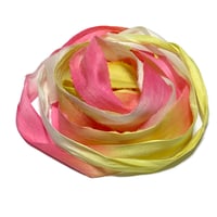 Image 4 of 10YD. SPRING BLOOMS HAND DYED SARI SILK RIBBON/HAND DYED BY COLOR KISSED SILK
