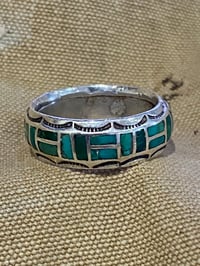 Image 1 of 1930s ZUNI SILVER & TURQUOISE RING