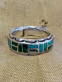 Image 2 of 1930s ZUNI SILVER & TURQUOISE RING