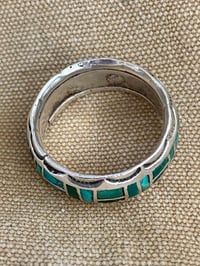 Image 3 of 1930s ZUNI SILVER & TURQUOISE RING