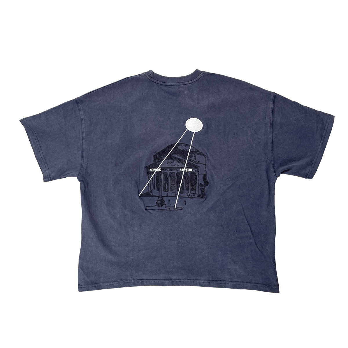 Image of Stone washed boxy fit navy blue tee  