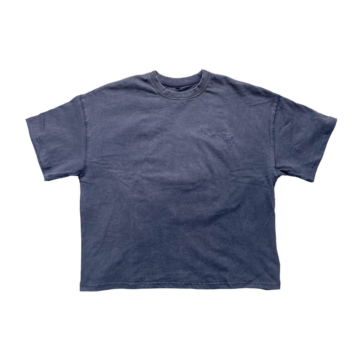 Image of Stone washed boxy fit navy blue tee  