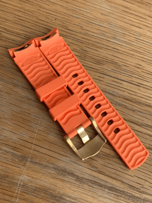Image of Omega Seamaster 20MM orange Rubber Silicone Watch Strap gold plated buckle