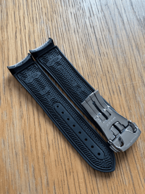 Image of 22MM Omega Speedmaster & Seamaster Grey/Black Silicone Rubber Band.Strap Omega Deployment Clasp New