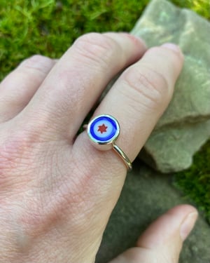 Image of Dainty Bright and Shiny Ring - Blue Star - Size 7 3/4