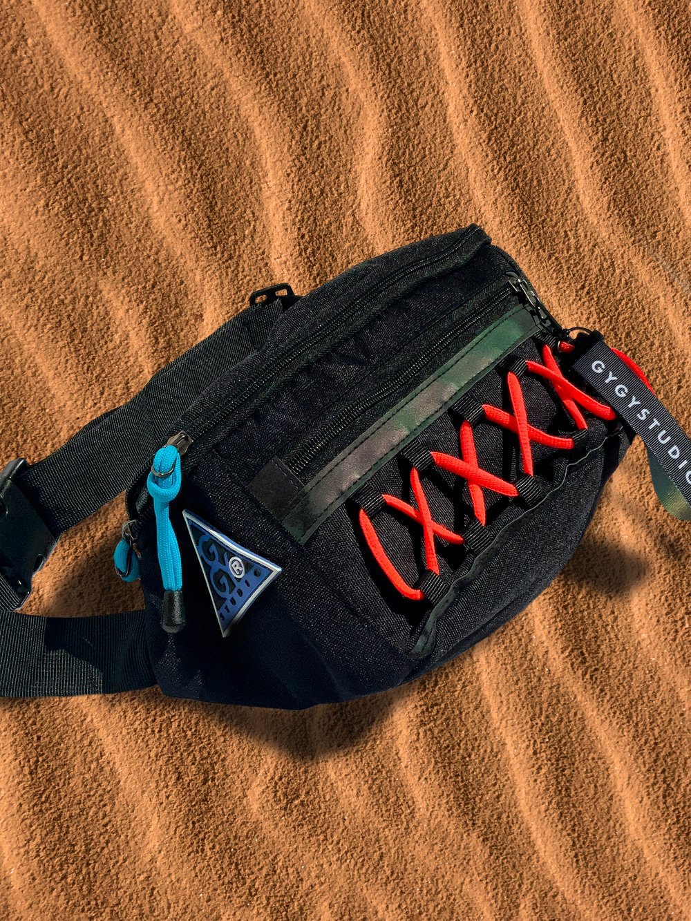 MULTICORD NEON RED / BLUE WAIST BAG