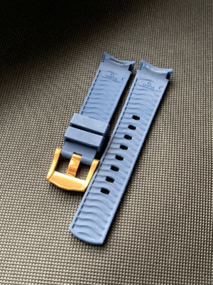 Image of Omega Seamaster 20MM Blue Rubber Silicone Watch Strap Waterproof Diver gold plated buckle