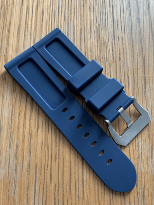 Image of 22mm Panerai officine blue rubber watch strap band bracelet in with stainless steel solid  buckle
