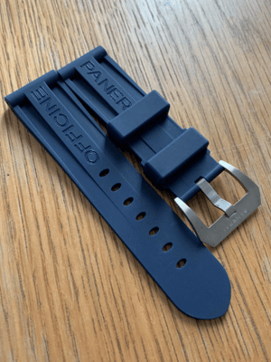 Image of 22mm Panerai officine blue rubber watch strap band bracelet in with stainless steel solid  buckle